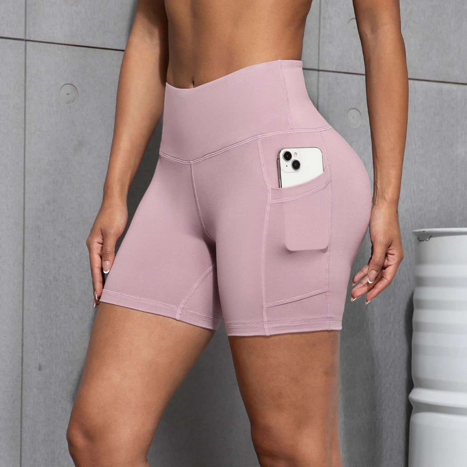 Women’s High-Waist Yoga Pocket Shorts – Elastic Fitness Leggings